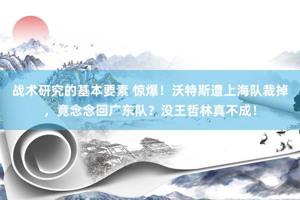 战术研究的基本要素 惊爆！沃特斯遭上海队裁掉，竟念念回广东队？没王哲林真不成！