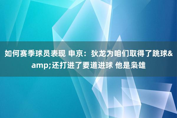 如何赛季球员表现 申京：狄龙为咱们取得了跳球&还打进了要道进球 他是枭雄