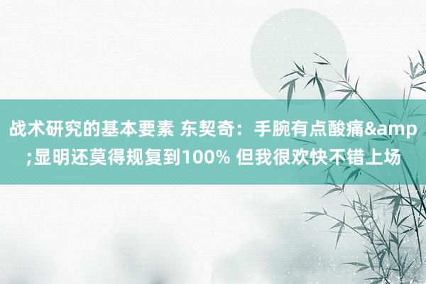 战术研究的基本要素 东契奇：手腕有点酸痛&显明还莫得规复到100% 但我很欢快不错上场