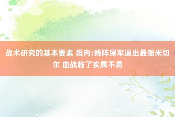 战术研究的基本要素 段冉:残阵绿军逼出最强米切尔 血战临了实属不易