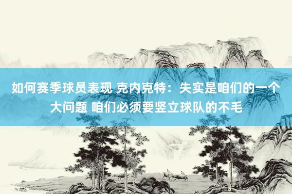 如何赛季球员表现 克内克特：失实是咱们的一个大问题 咱们必须要竖立球队的不毛