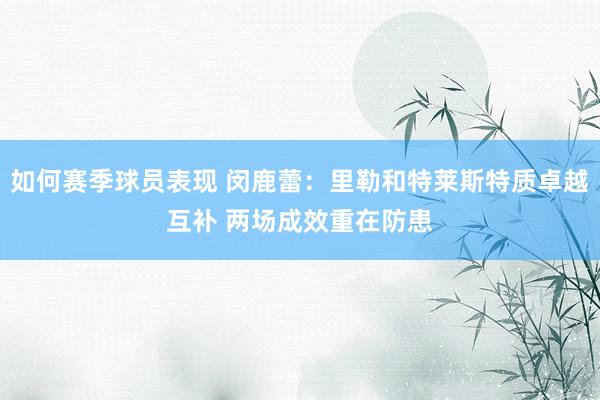 如何赛季球员表现 闵鹿蕾：里勒和特莱斯特质卓越互补 两场成效重在防患