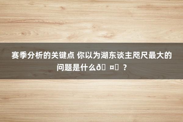 赛季分析的关键点 你以为湖东谈主咫尺最大的问题是什么🤔？