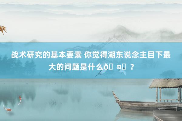 战术研究的基本要素 你觉得湖东说念主目下最大的问题是什么🤔？