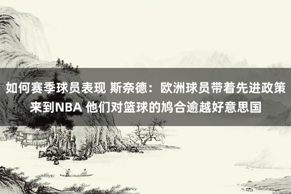 如何赛季球员表现 斯奈德：欧洲球员带着先进政策来到NBA 他们对篮球的鸠合逾越好意思国