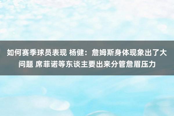 如何赛季球员表现 杨健：詹姆斯身体现象出了大问题 席菲诺等东谈主要出来分管詹眉压力