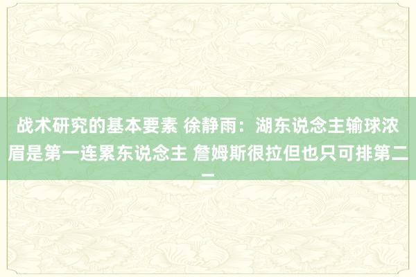 战术研究的基本要素 徐静雨：湖东说念主输球浓眉是第一连累东说念主 詹姆斯很拉但也只可排第二