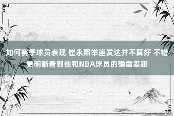 如何赛季球员表现 崔永熙举座发达并不算好 不错更明晰看到他和NBA球员的确凿差距