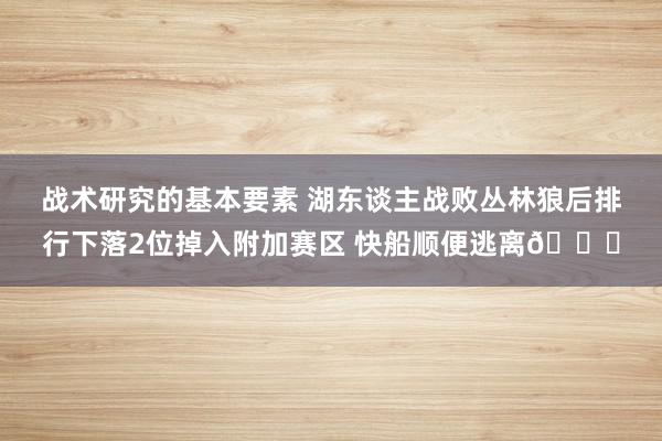 战术研究的基本要素 湖东谈主战败丛林狼后排行下落2位掉入附加赛区 快船顺便逃离😋