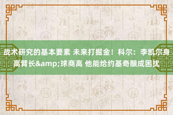 战术研究的基本要素 未来打掘金！科尔：李凯尔身高臂长&球商高 他能给约基奇酿成困扰