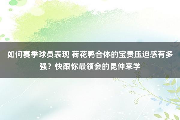 如何赛季球员表现 荷花鸭合体的宝贵压迫感有多强？快跟你最领会的昆仲来学