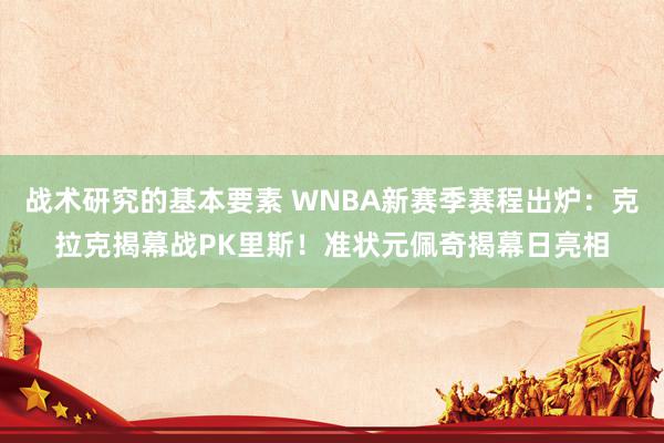 战术研究的基本要素 WNBA新赛季赛程出炉：克拉克揭幕战PK里斯！准状元佩奇揭幕日亮相